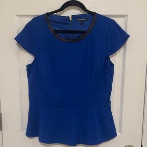 Express Women's Royal Blue Studded Peplum Blouse